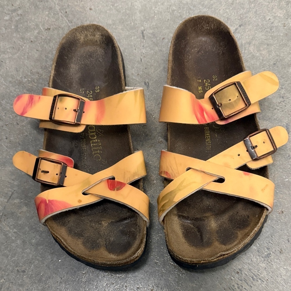 Birkenstock Orange Sandals with Adjustable Straps